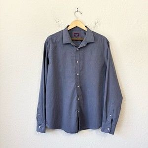 UNTUCKit Mens S/S Wrinkle-Free Orville Button-Down Shirt in Navy